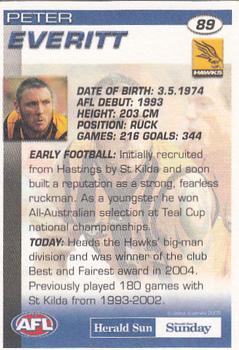 2005 Select Herald Sun AFL #89 Peter Everitt Back